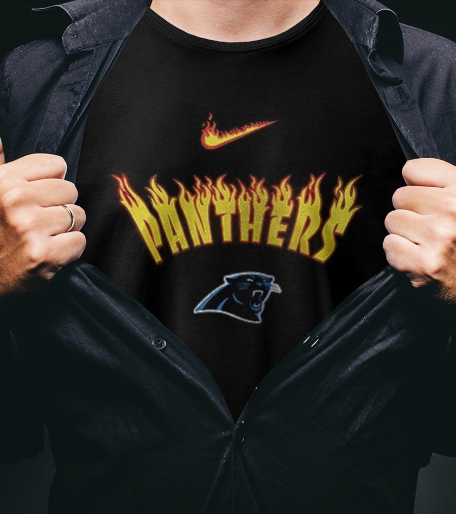Carolina Panthers Firewave Flames Nike T-Shirt