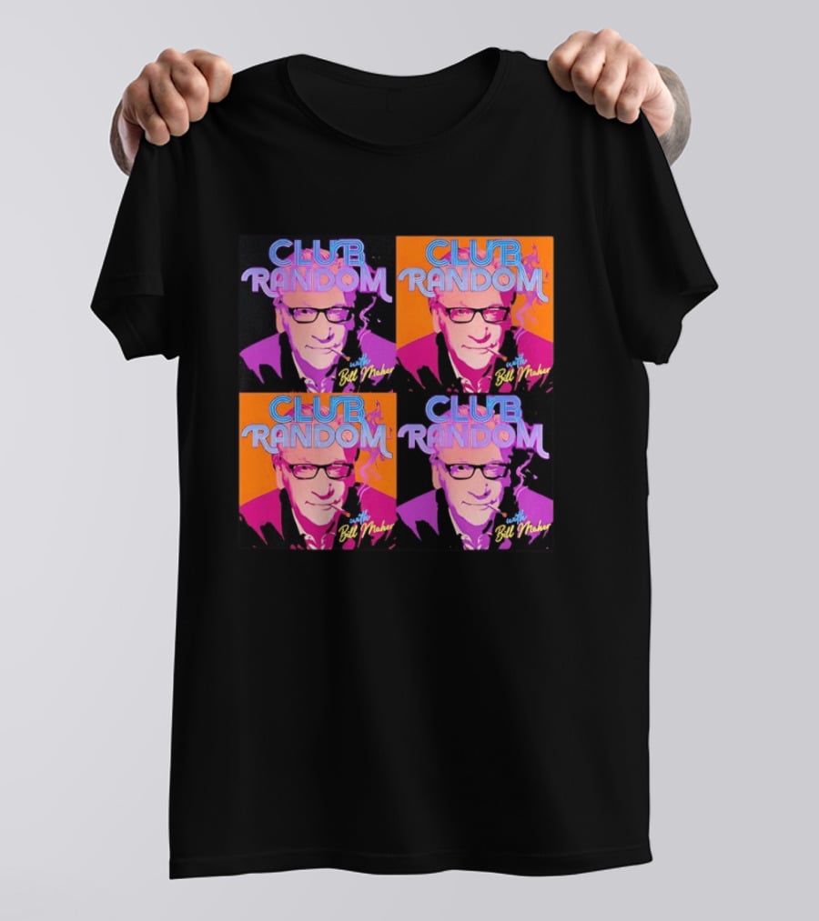 CLUB RANDOM With Bill Maher Pop Art Style Quad Image T-Shirt