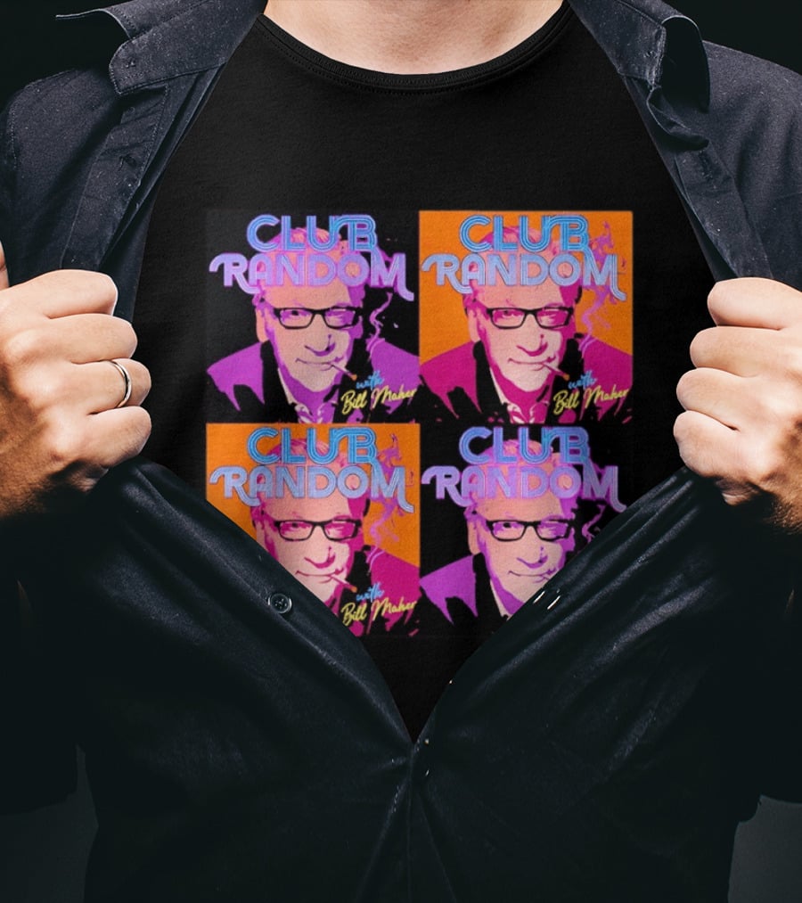 CLUB RANDOM With Bill Maher Pop Art Style Quad Image T-Shirt