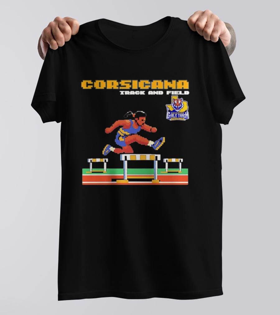 Corsicana Girls Track Female Hurdle Pixel Art Tiger T-Shirt
