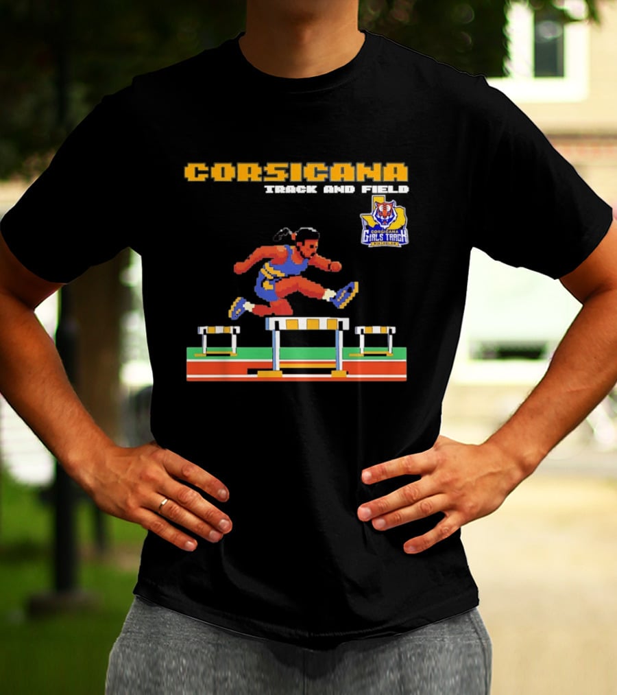 Corsicana Girls Track Female Hurdle Pixel Art Tiger T-Shirt