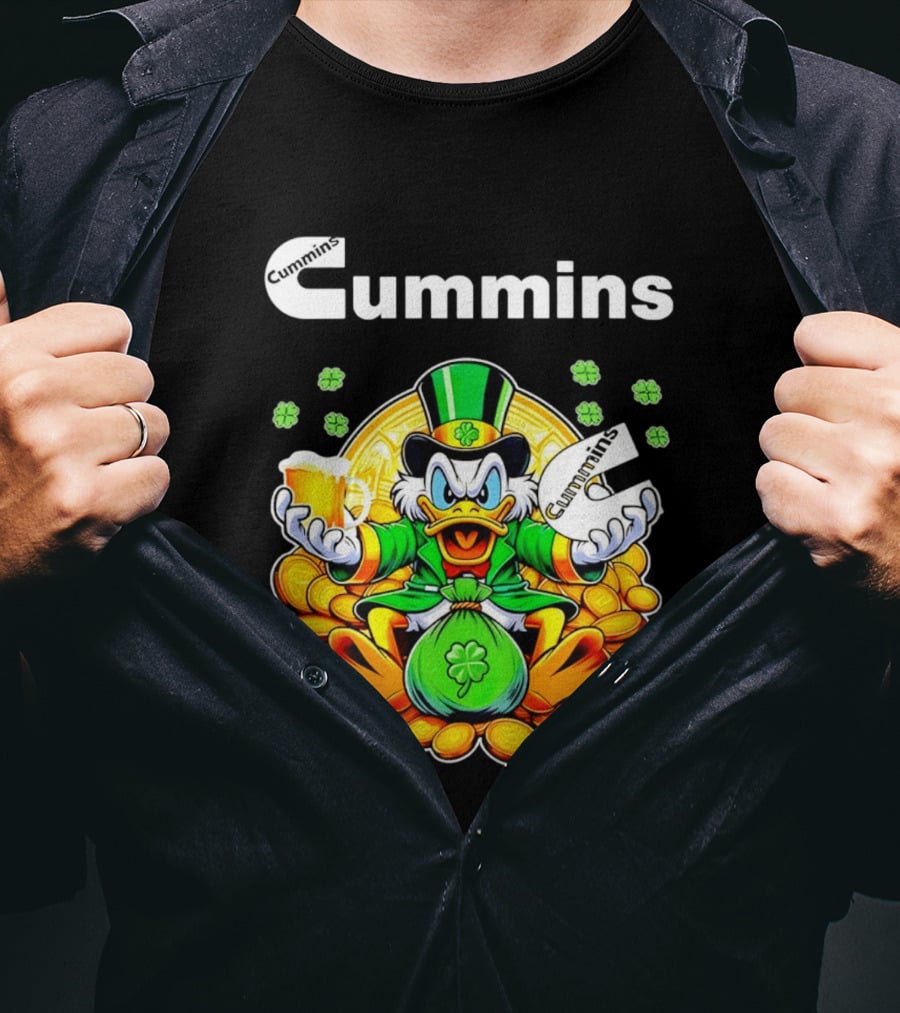 Cummins Scrooge McDuck St Patricks Day Coins And Beer Celebration T-Shirt
