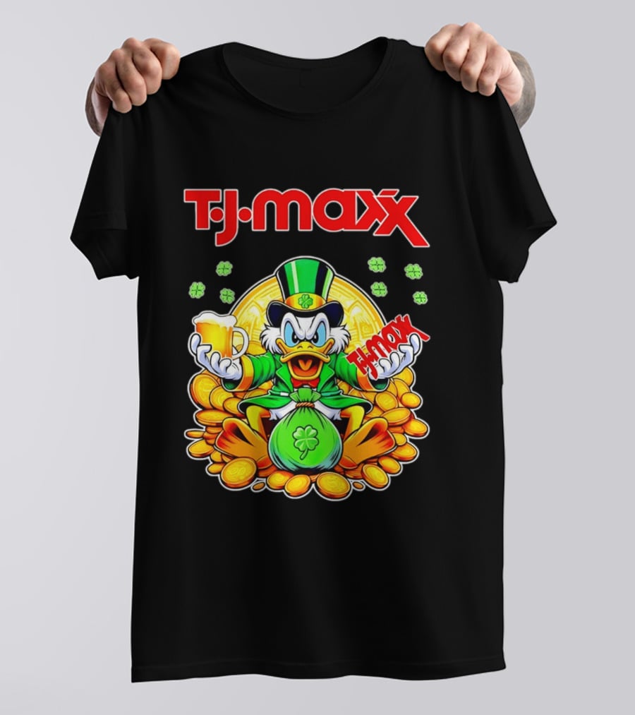 TJ Maxx Scrooge McDuck St Patricks Day Coins Beer T-Shirt