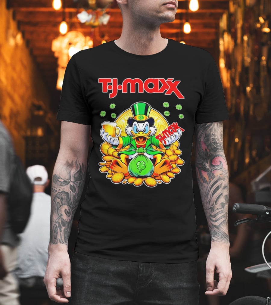 TJ Maxx Scrooge McDuck St Patricks Day Coins Beer T-Shirt