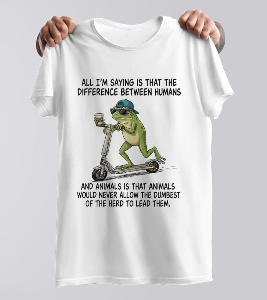 Frog Scooter Humor Difference Between Humans And Animals Leadership T-Shirt