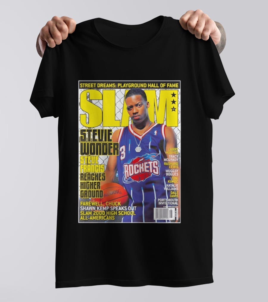 SLAM Stevie Wonder Steve Francis Reaches Higher Ground Rockets Basketball T-Shirt