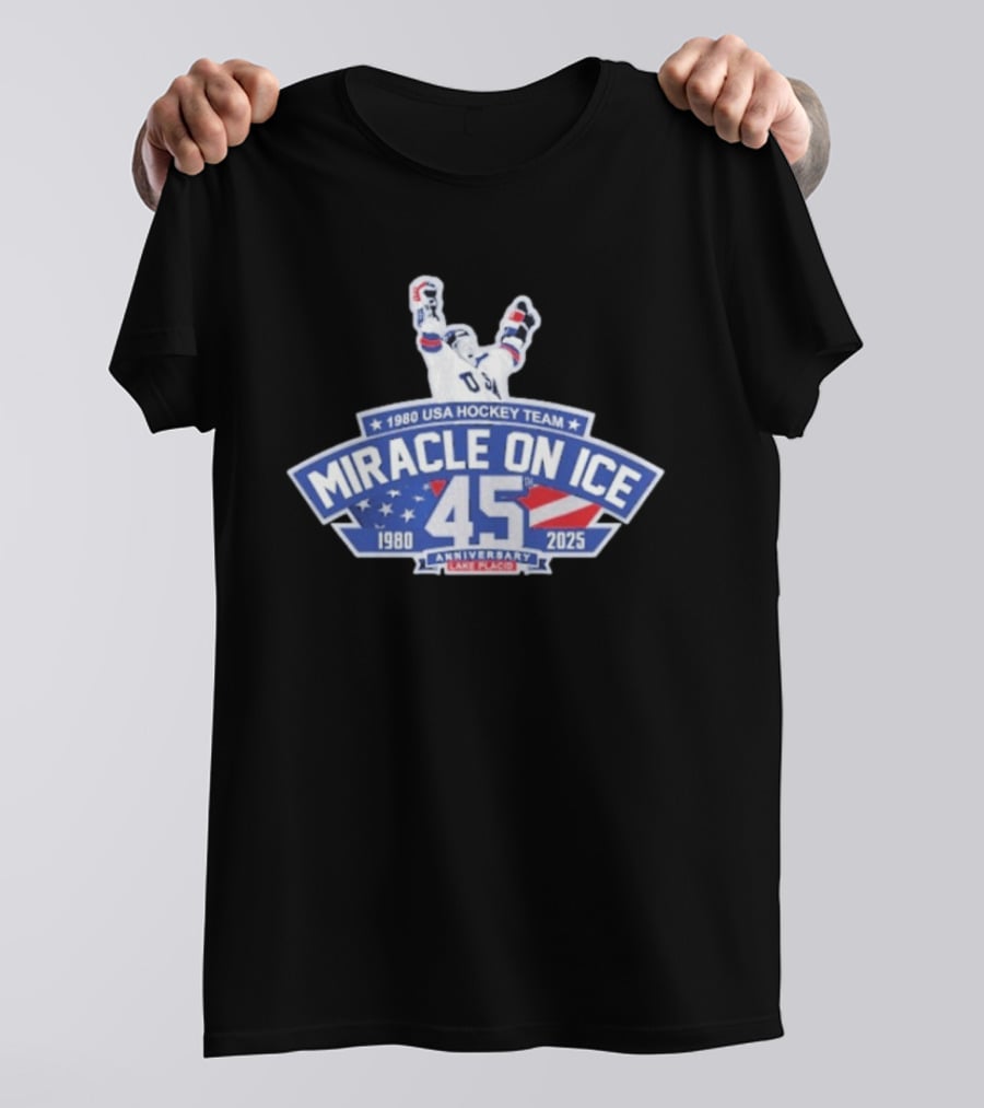 1980 USA Hockey Team Miracle On Ice 45th Anniversary 1980 2025 Lake Placid T-Shirt