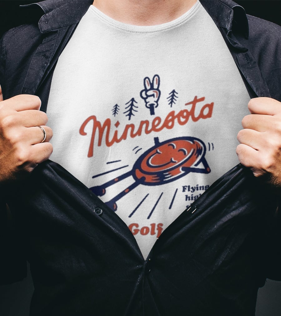 Minnesota Disc Golf Club Flying High Since 1858 Happy Disc And Peace Sign Forest T-Shirt