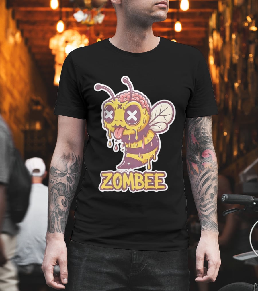 Zombee Dripping Brain Honey Zombie Insect Pun T-Shirt