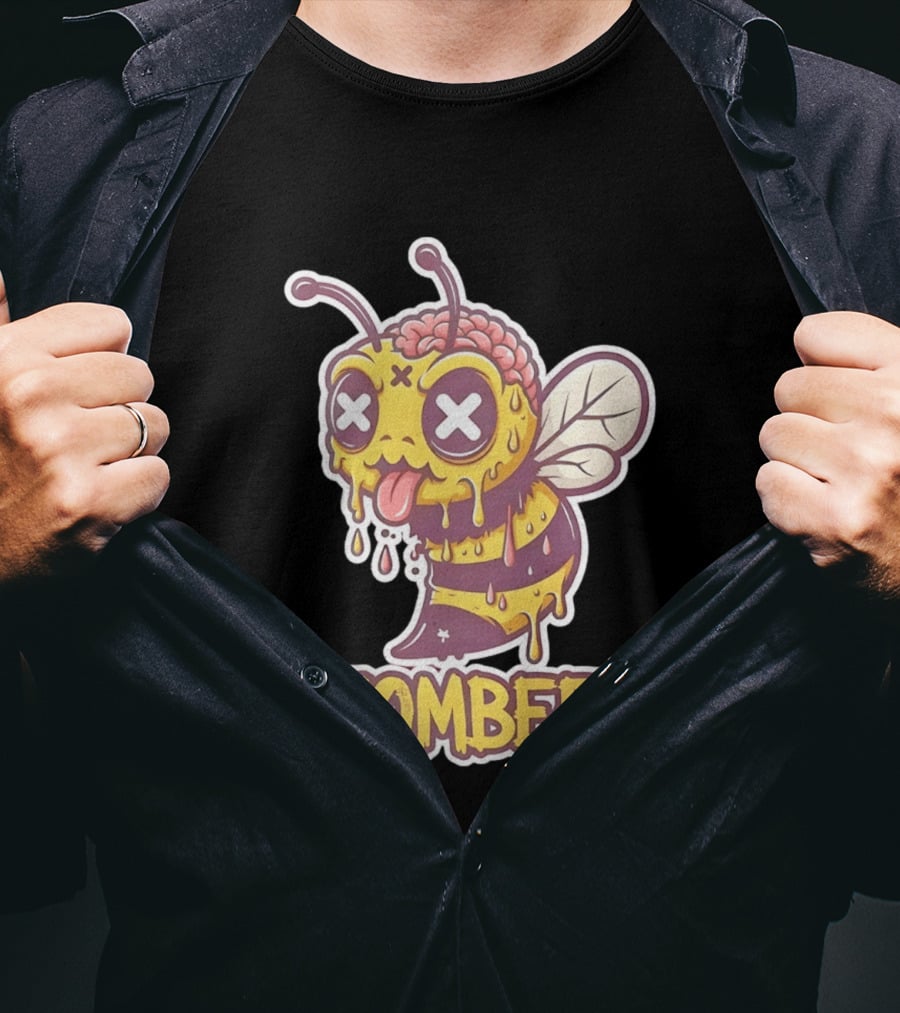 Zombee Dripping Brain Honey Zombie Insect Pun T-Shirt