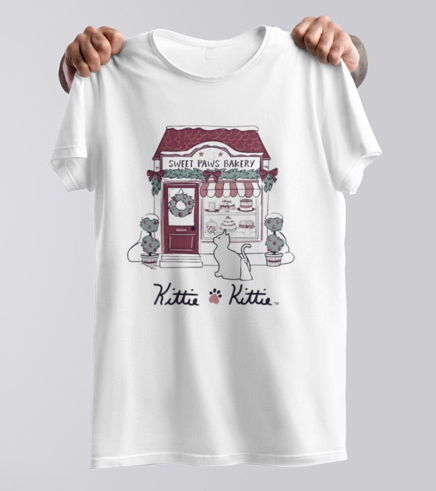 Sweet Paws Bakery Festive Holiday Kittie Kittie Christmas T-Shirt