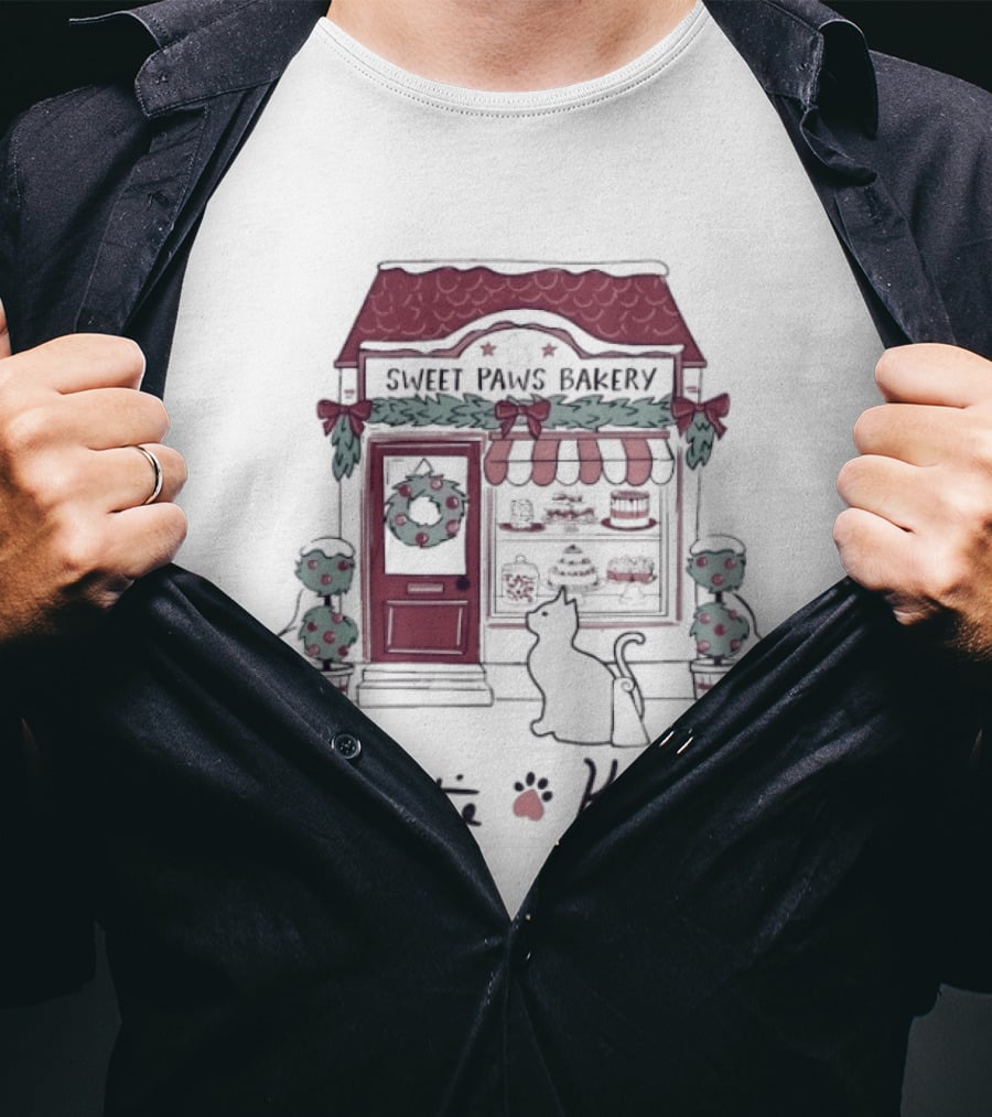 Sweet Paws Bakery Festive Holiday Kittie Kittie Christmas T-Shirt