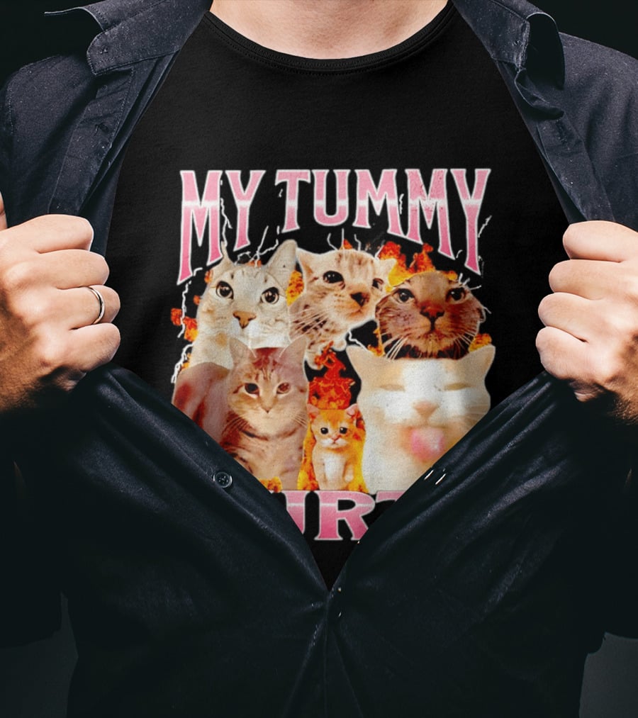 My Tummy Hurts Funny Cat Compilation T-Shirt
