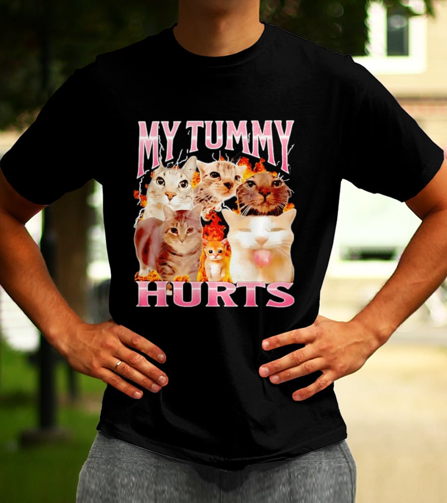 My Tummy Hurts Funny Cat Compilation T-Shirt