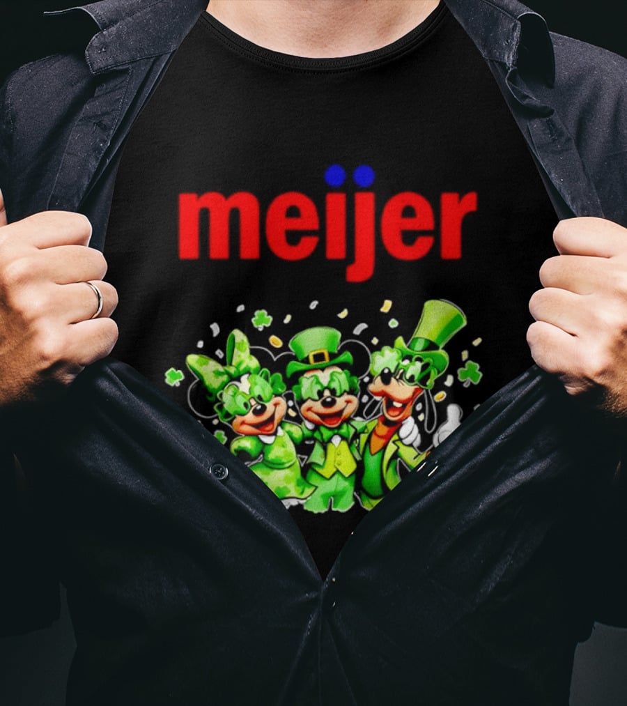Meijer St Patrick's Day Mickey Mouse Characters In Green Attire T-Shirt