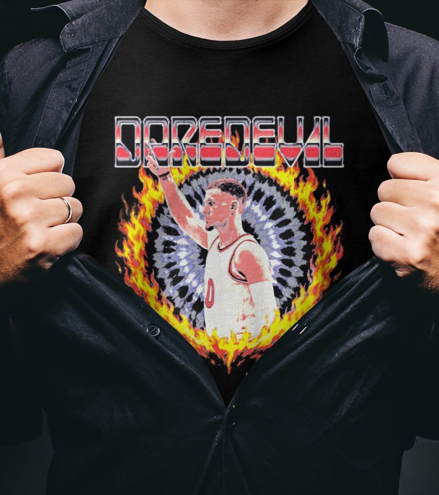Daredevil Basketball Player In Fire Ring T-Shirt