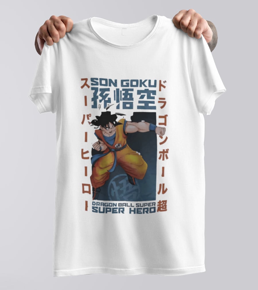 Son Goku Dragon Ball Super Hero Japanese Text Anime T-Shirt