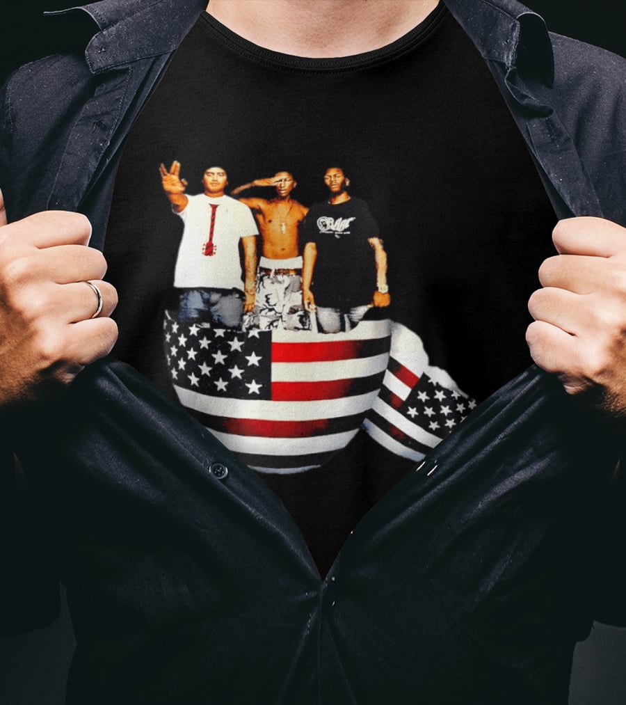 Pharrell Williams Chad Hugo Shae Haley USA Flag Egg Superimposed Image T-Shirt