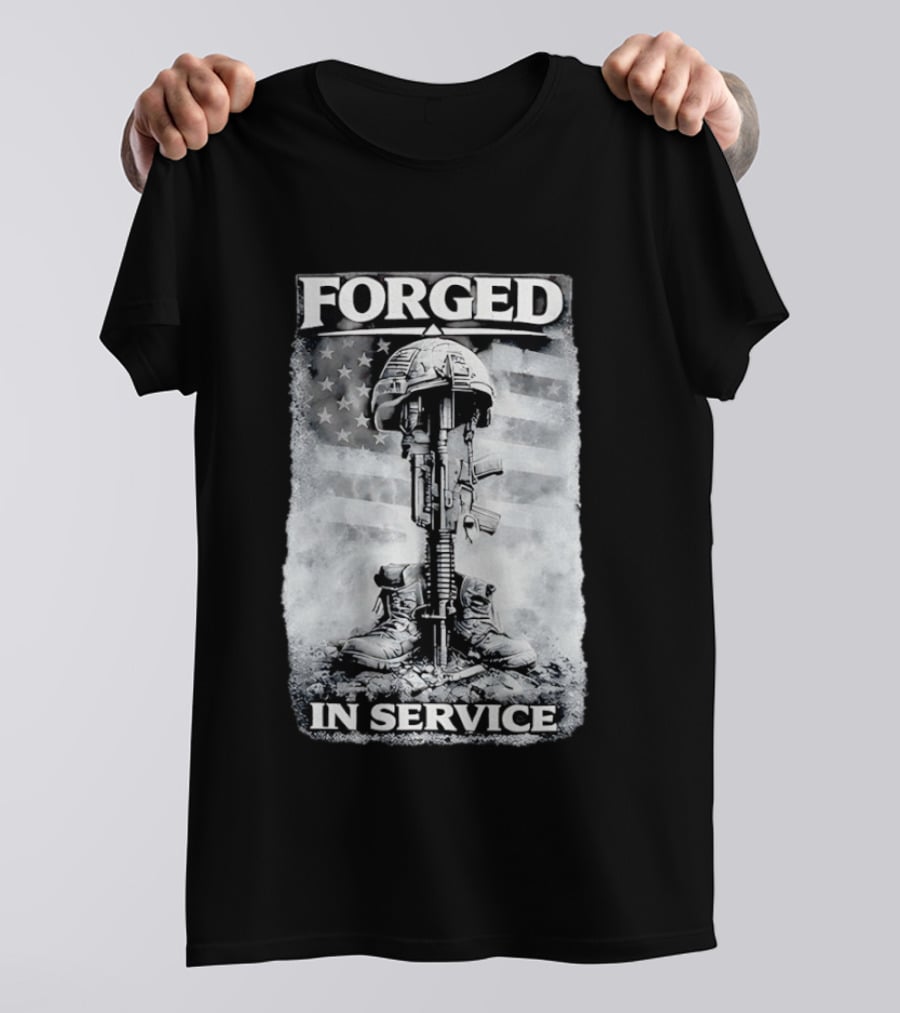 Forged In Service USA American Flag Military T-Shirt