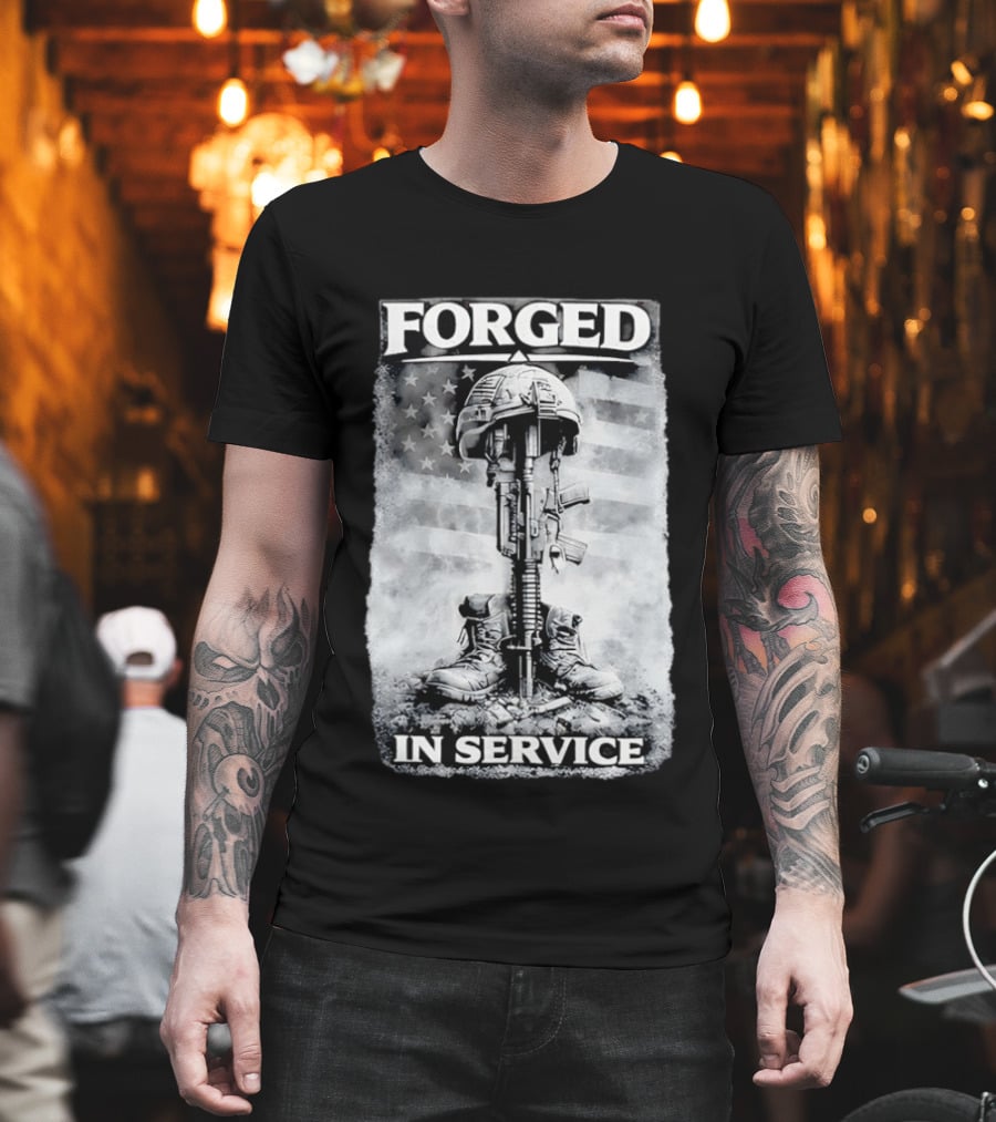 Forged In Service USA American Flag Military T-Shirt