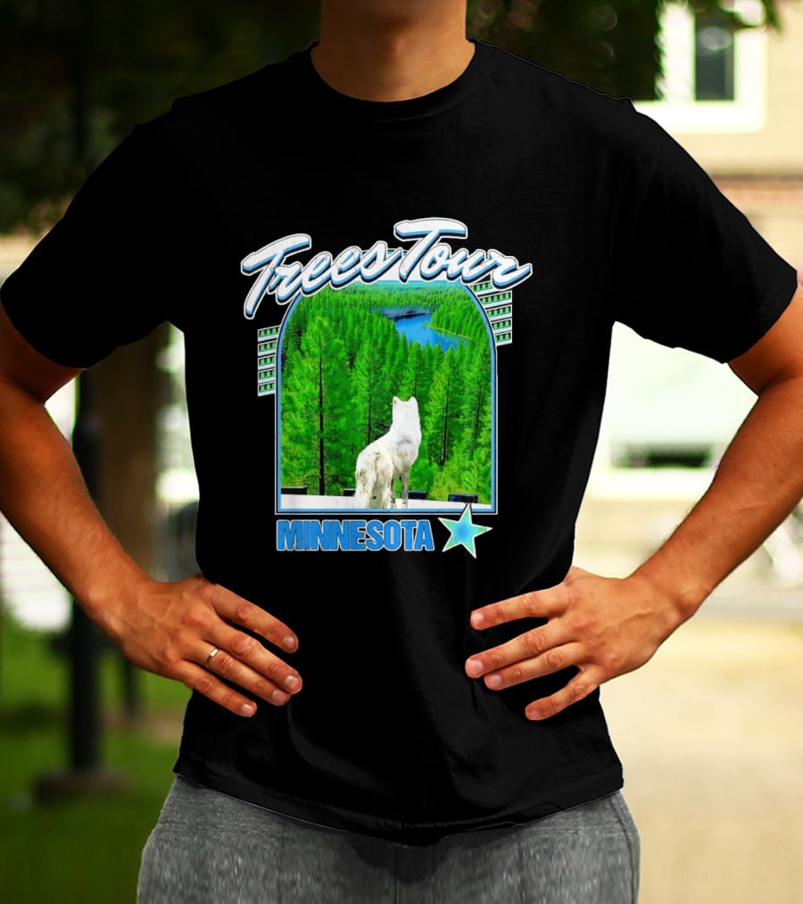 Frees Tour Minnesota Timberwolves Forest Wolf Lake Scenery T-Shirt