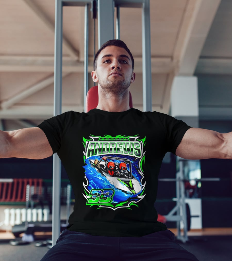 Scotty Andrews 33 Racing Driver Hydroplane Speedboat Adventure T-Shirt