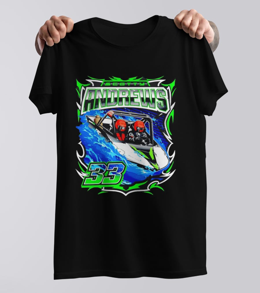 Scotty Andrews 33 Racing Driver Hydroplane Speedboat Adventure T-Shirt