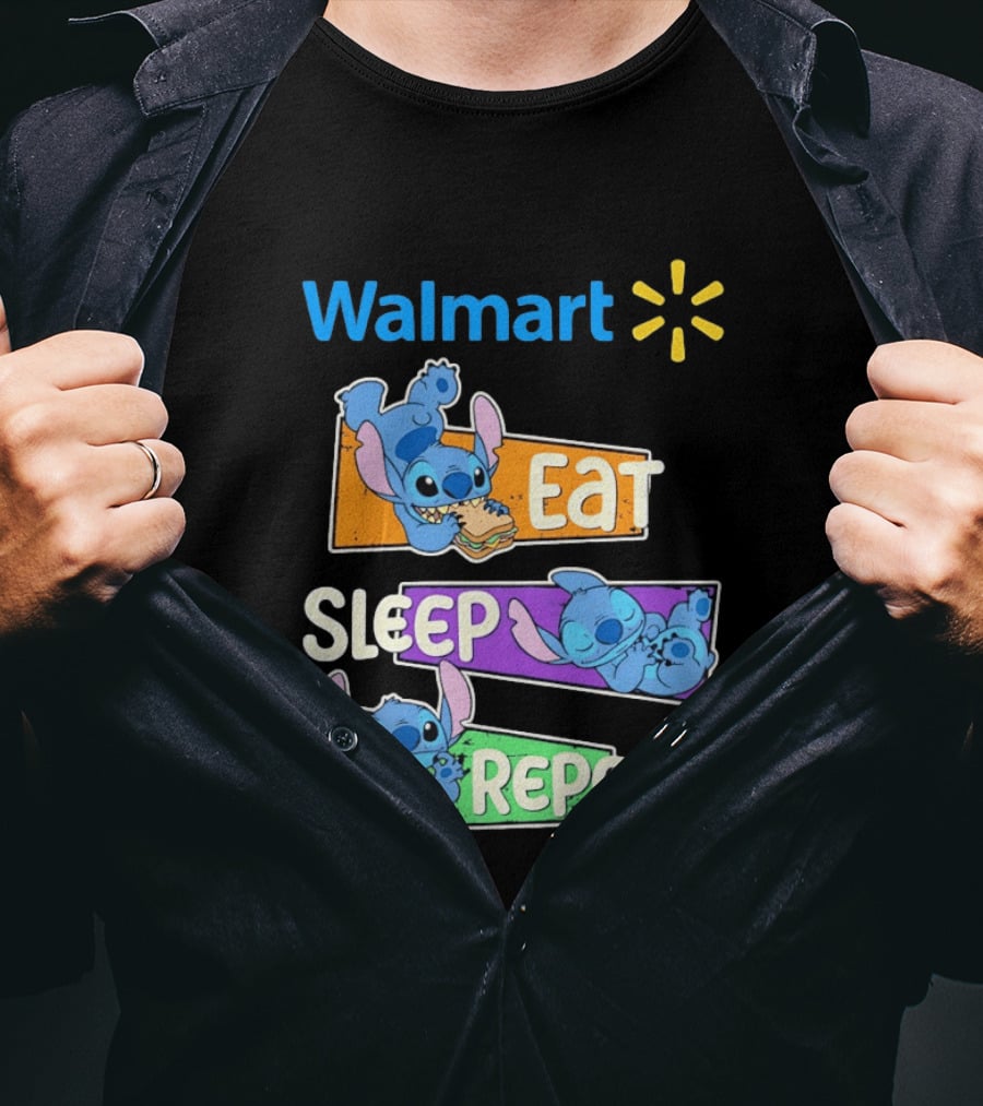 Walmart Stitch Eat Sleep Repeat T-Shirt