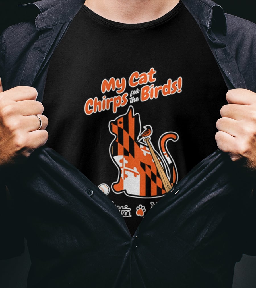 Kittie My Cat Chirps For The Birds Baseball Bat And Ball T-Shirt