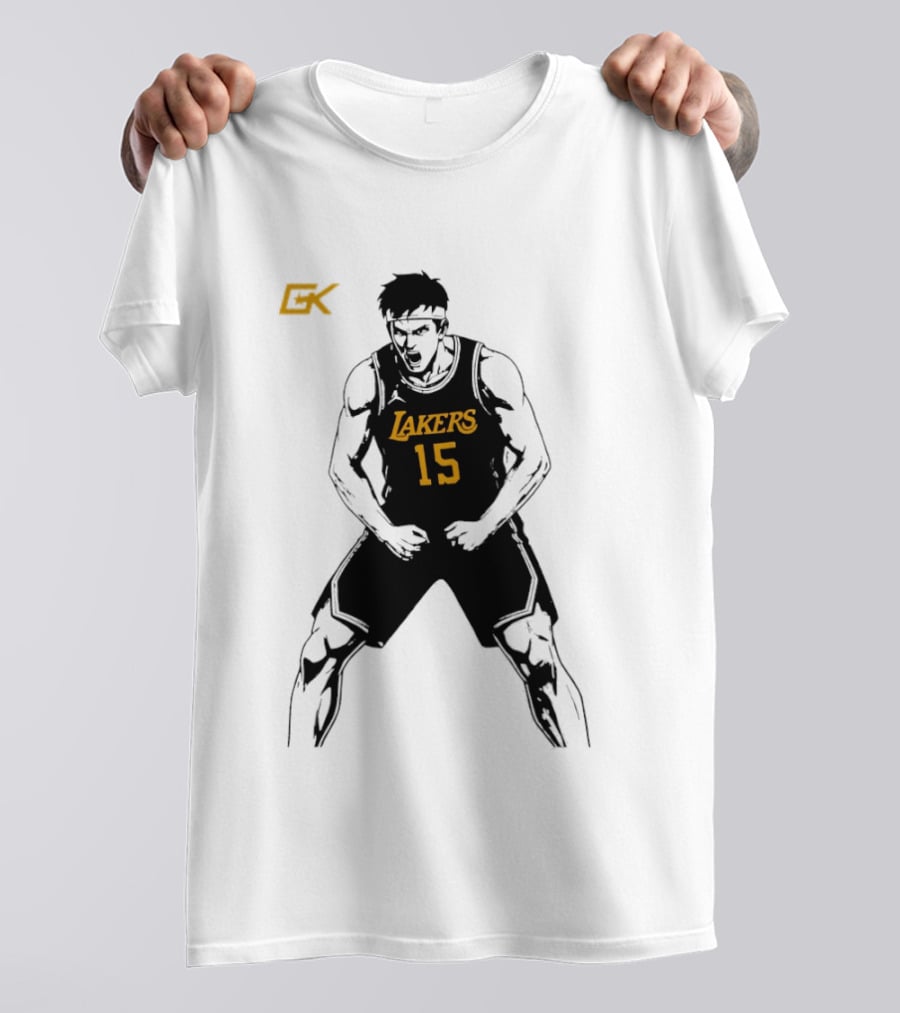 Austin Reaves 15 Lakers Cartoon Basketball Pose T-Shirt