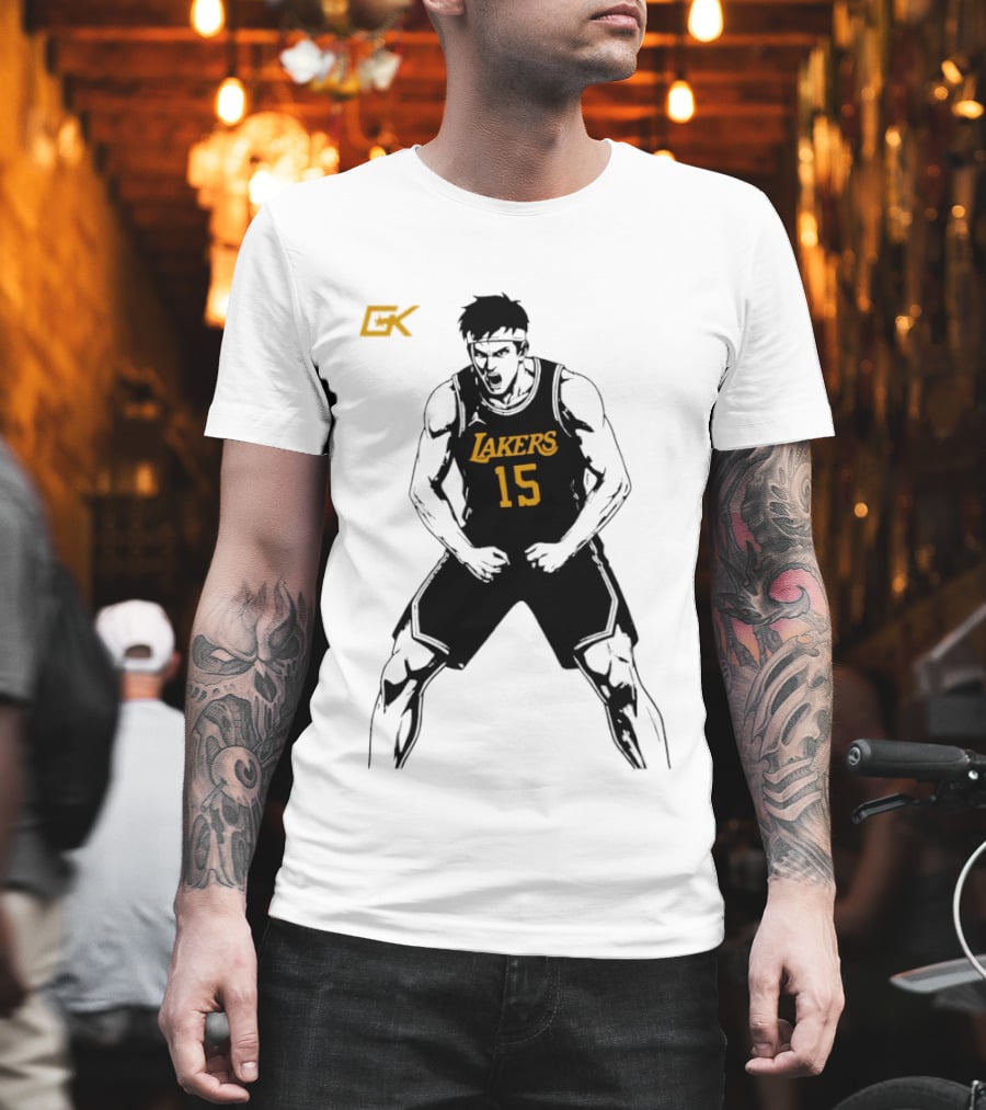 Austin Reaves 15 Lakers Cartoon Basketball Pose T-Shirt
