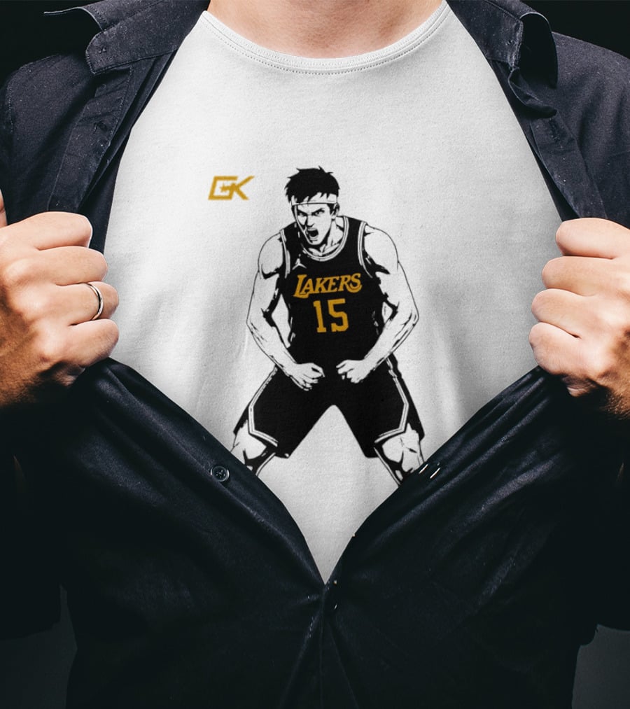 Austin Reaves 15 Lakers Cartoon Basketball Pose T-Shirt
