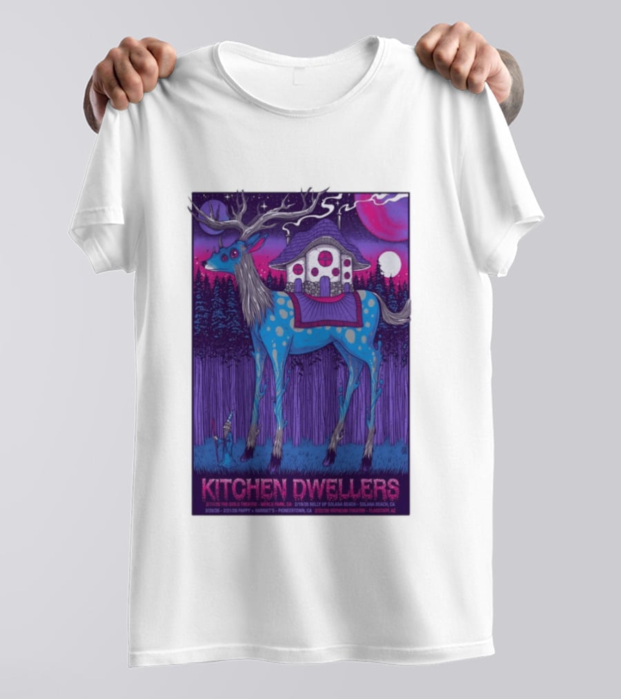 Kitchen Dwellers California Tour February 2026 Mystic Deer T-Shirt