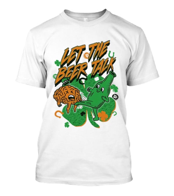 Let The Beer Talk St. Patrick's Day Brain Shamrock Bottle T-Shirt