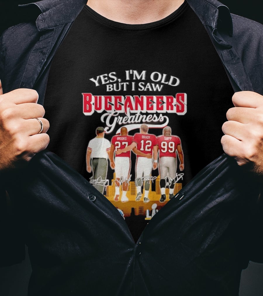 Tampa Bay Buccaneers Greatness Brooks Brady Sapp Super Bowl XXXVII LIV Champions T-Shirt