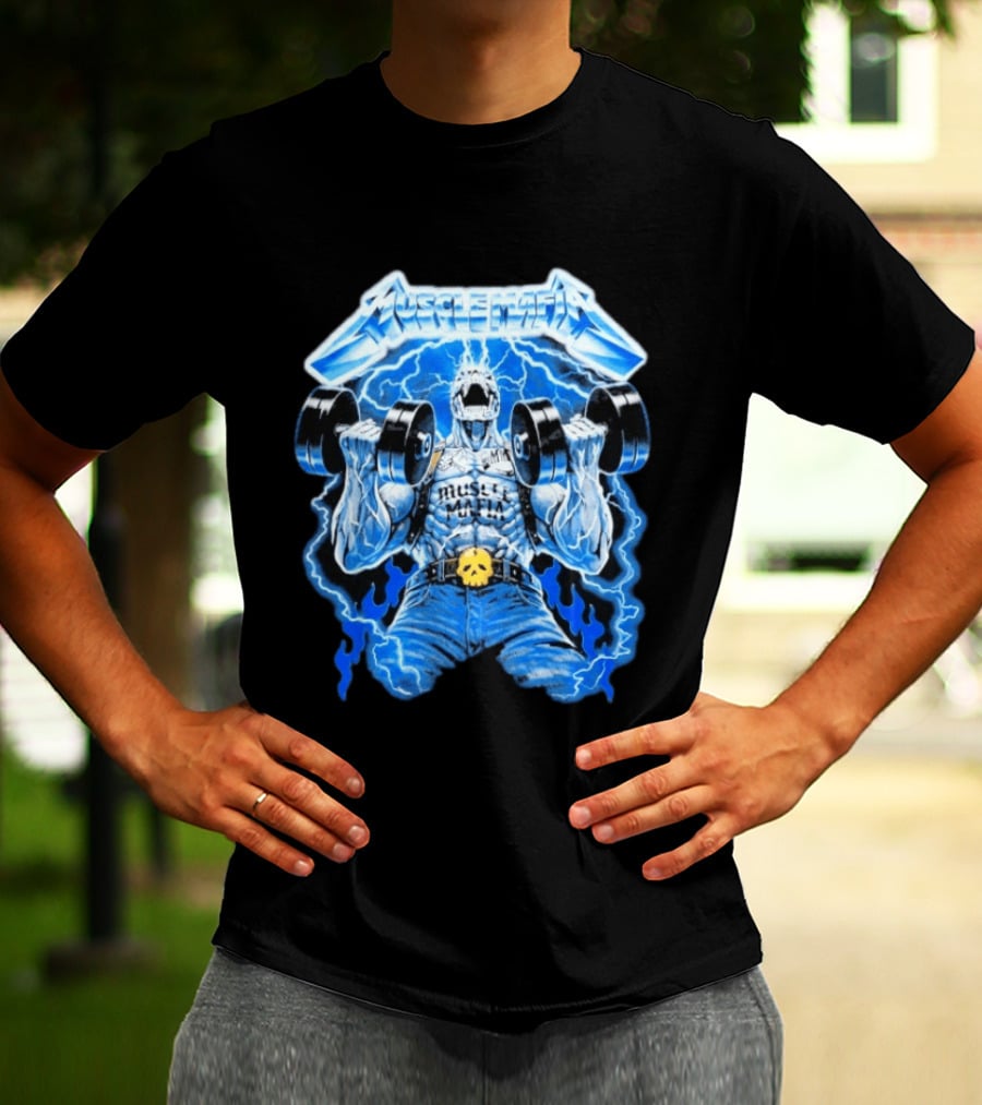 Muscle Mafia Hell's Dumbbells Lightning Blue Intensity Warren Lotas T-Shirt