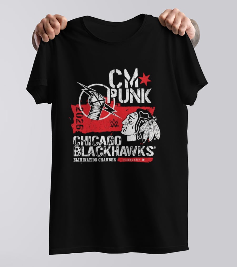 CM Punk Chicago Blackhawks Elimination Chamber February 28 T-Shirt