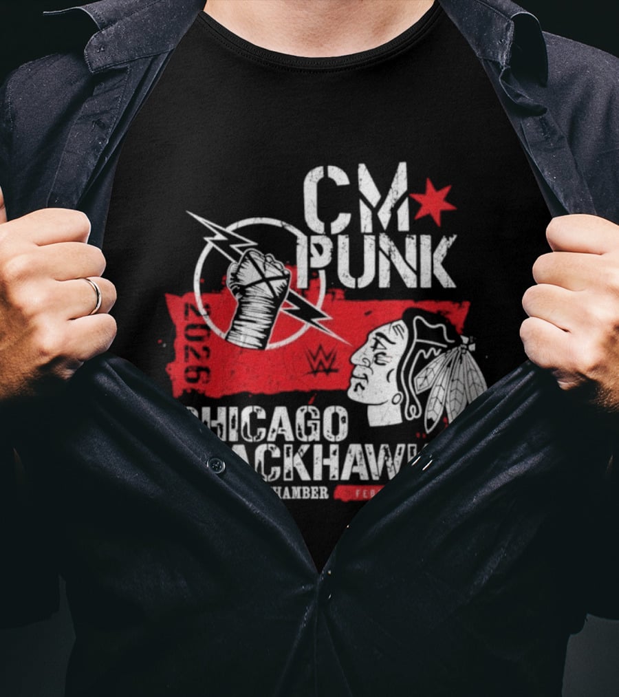 CM Punk Chicago Blackhawks Elimination Chamber February 28 T-Shirt