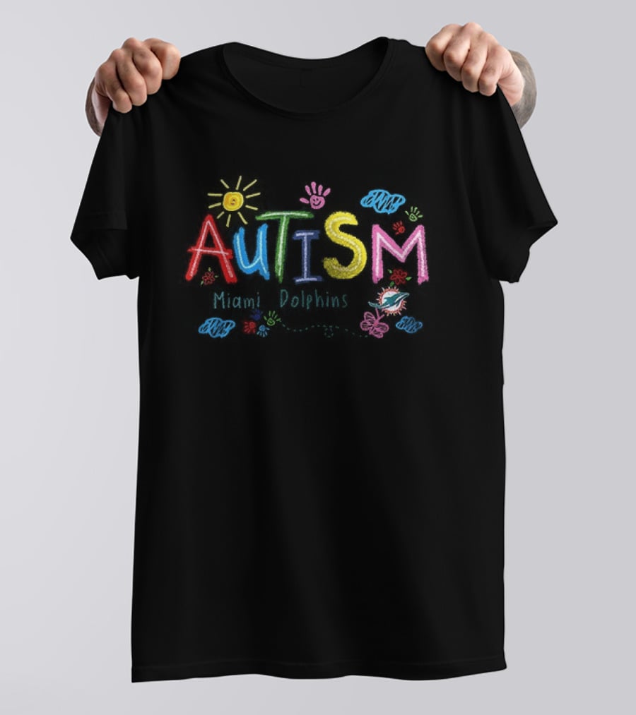 Miami Dolphins Autism Awareness Teach Love Hope Flowers T-Shirt