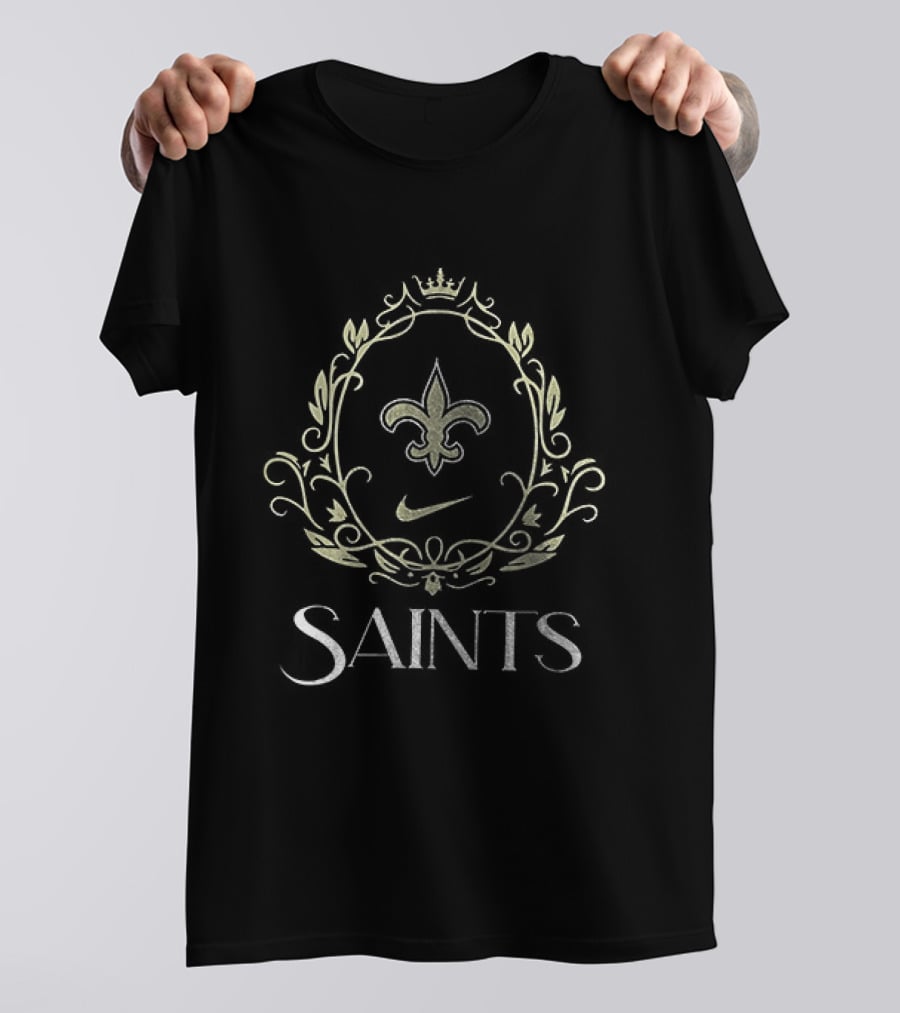 New Orleans Saints Bridgerton Social Club Spilling The Tea Bee Fleur De Lis Nike Crest T-Shirt