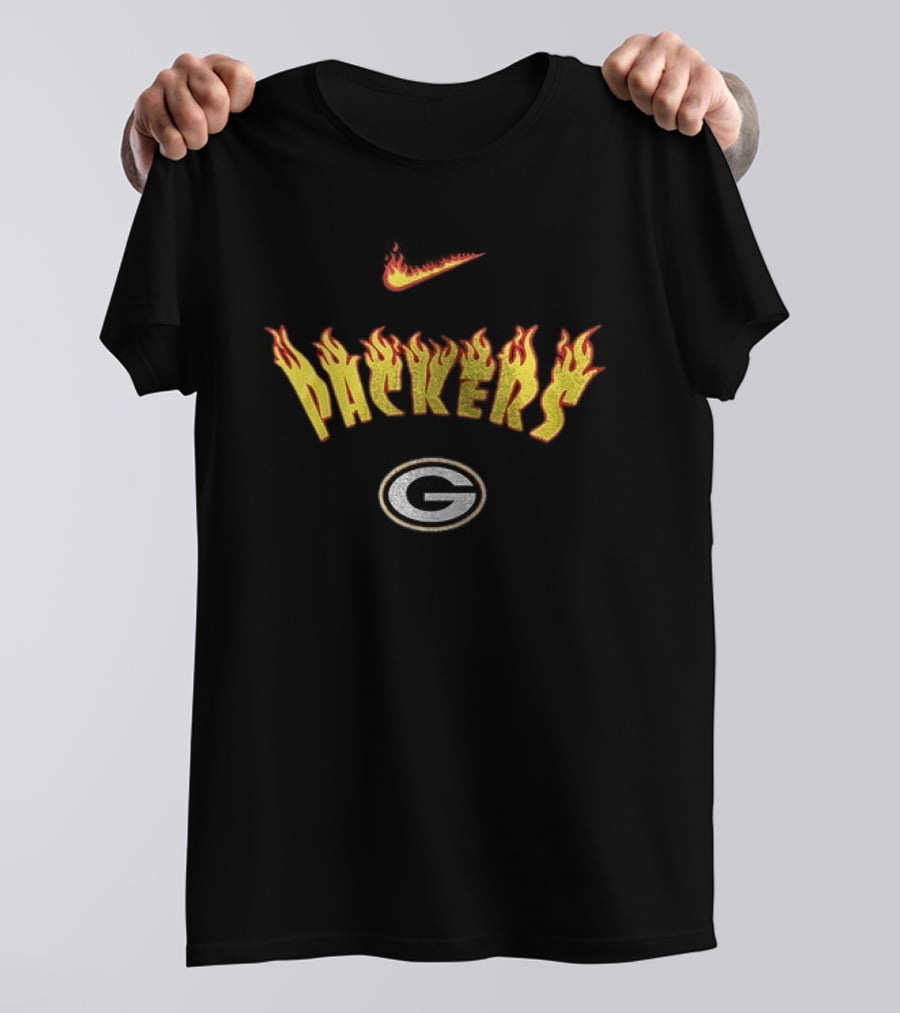Green Bay Packers Firewave Go Pack Go Nike Logo Helmet T-Shirt