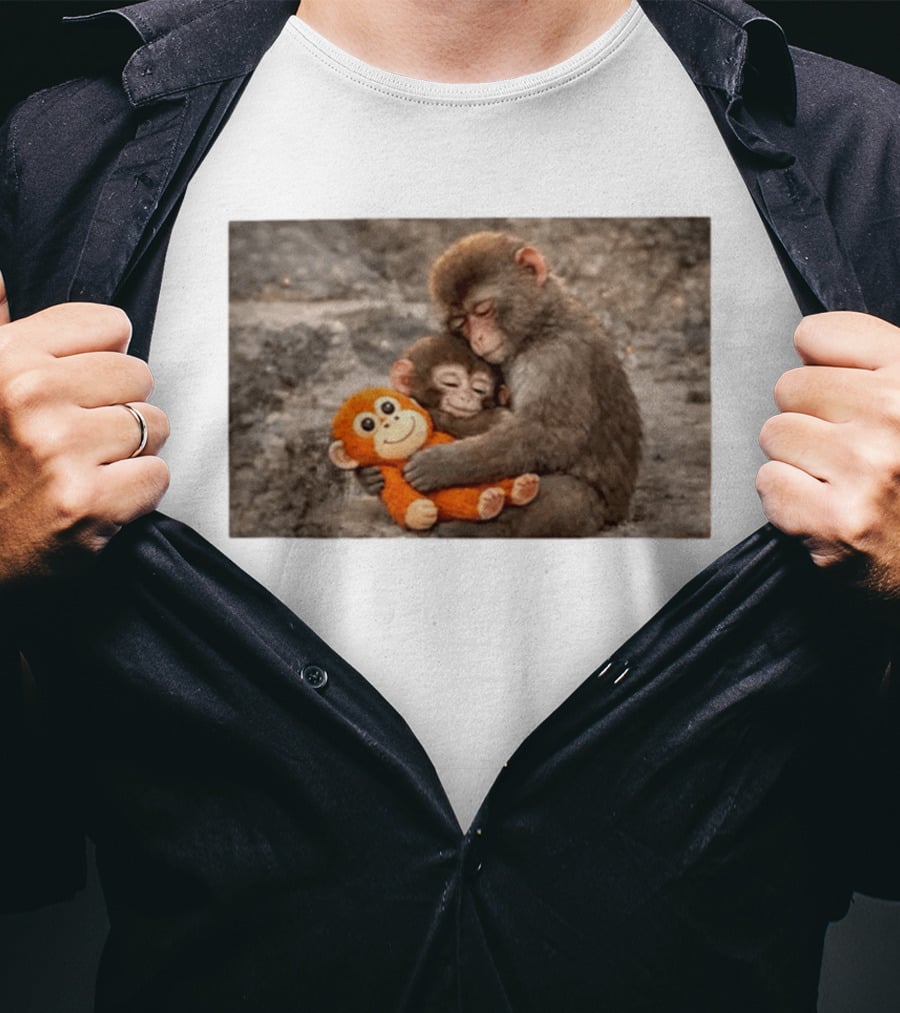 Baby Monkey Hugging Toy And Friend T-Shirt