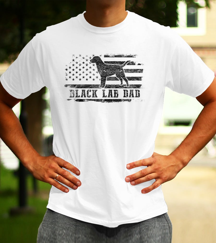 Black Lab Dad American Flag Labrador Retriever T-Shirt