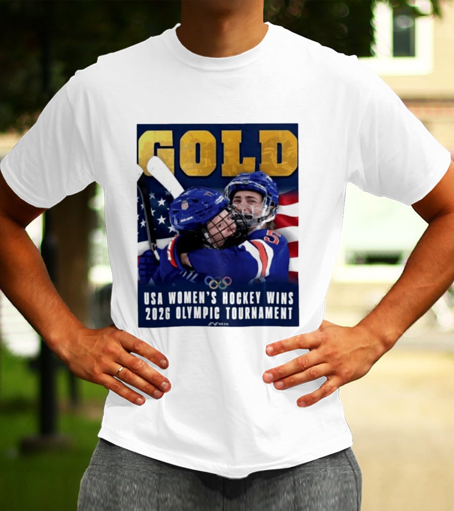 Gold USA Women's Hockey Victory 2026 Olympic Champions T-Shirt