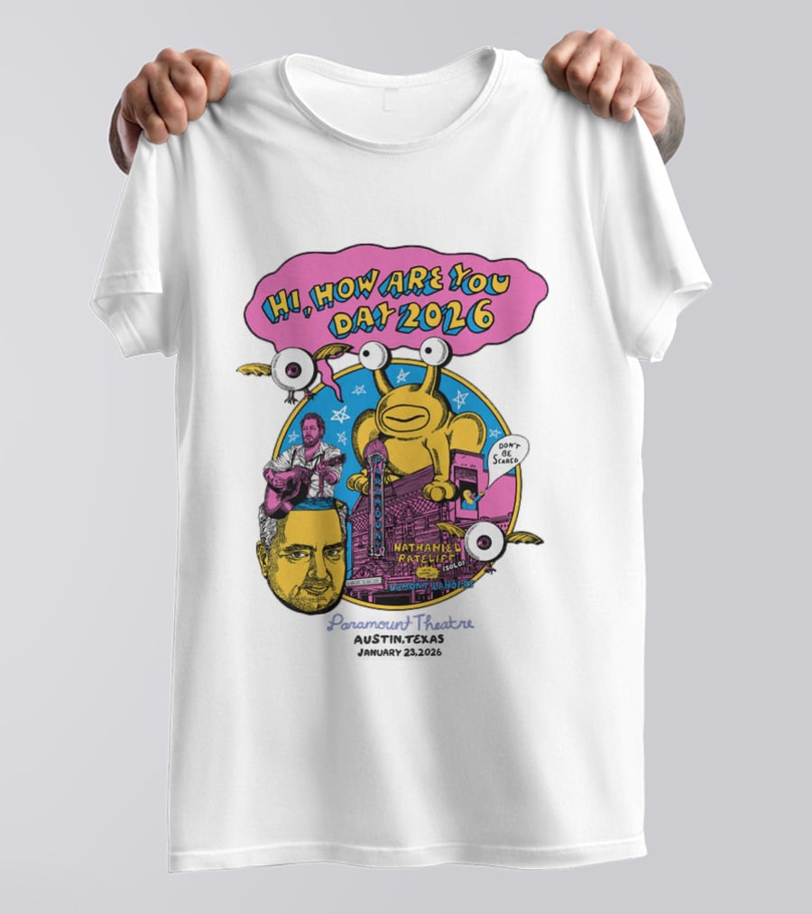 Hi How Are You Day 2026 Nathaniel Rateliff Paramount Theatre Austin Texas February 18 Daniel Johnston Frog T-Shirt