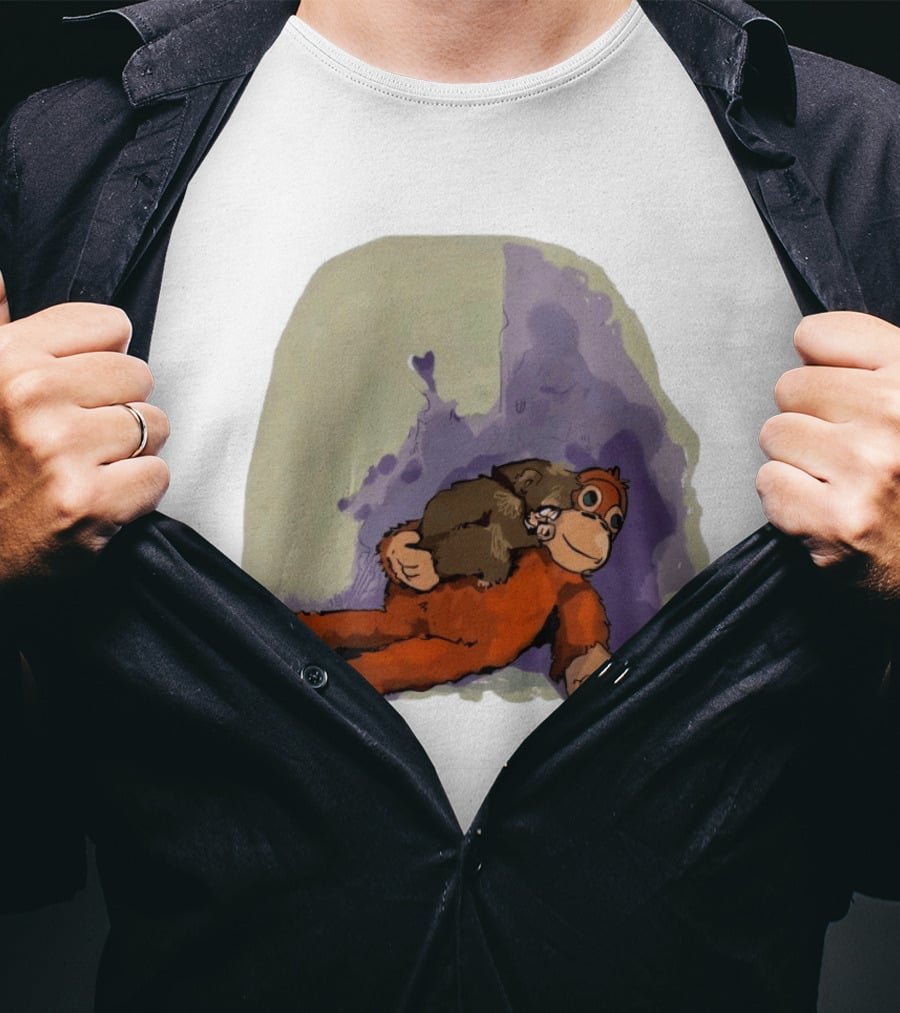 Punch Monkey Plushy Baby Monkey Snuggling T-Shirt