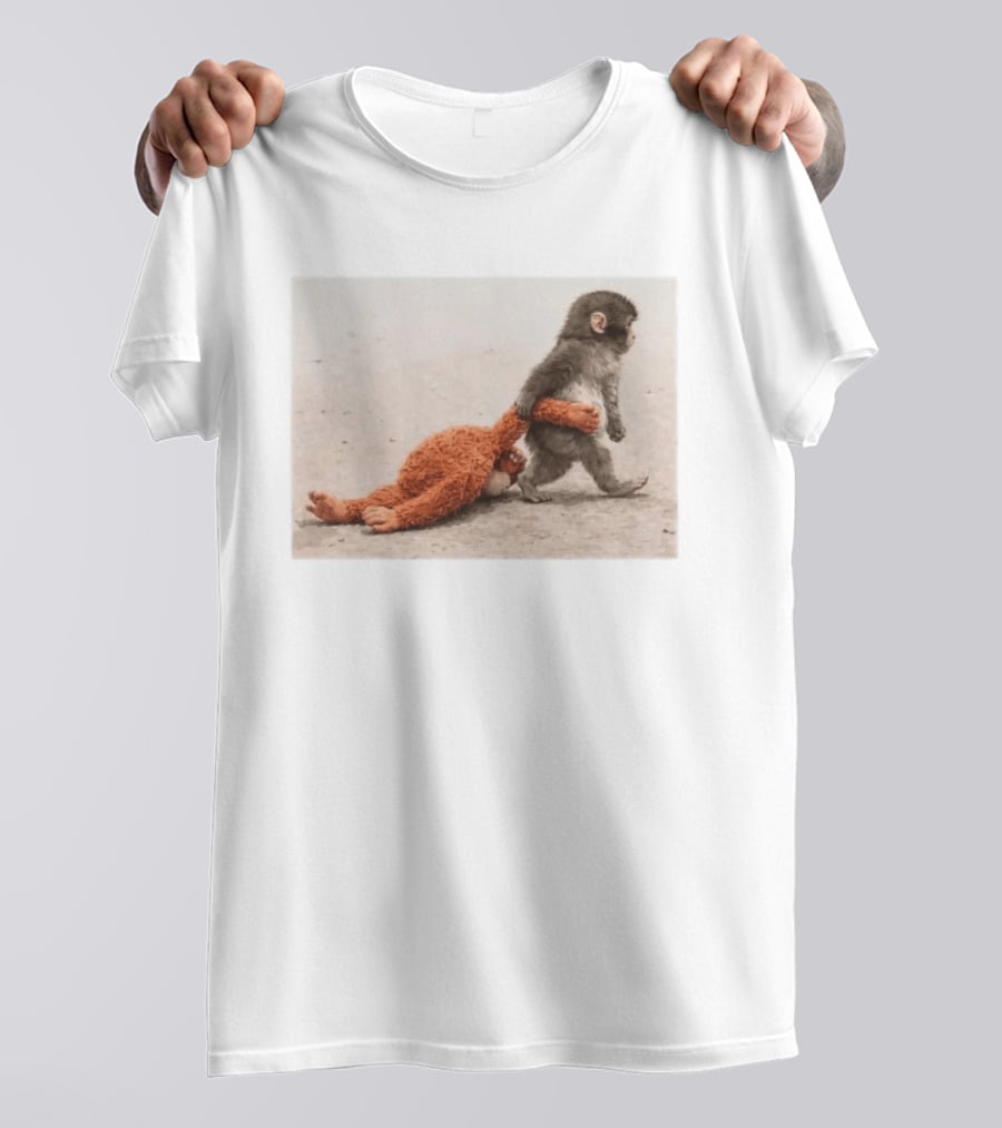 Punch The Monkey Carrying Stuffed Toy Monkey T-Shirt