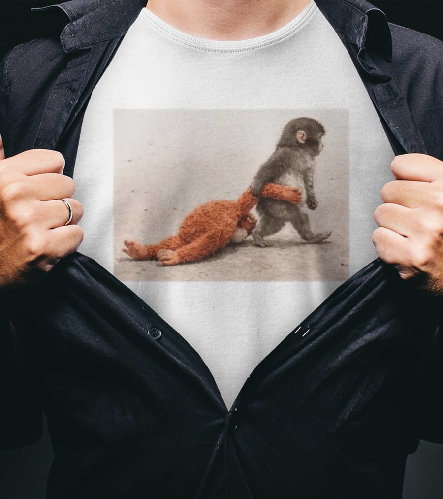Punch The Monkey Carrying Stuffed Toy Monkey T-Shirt