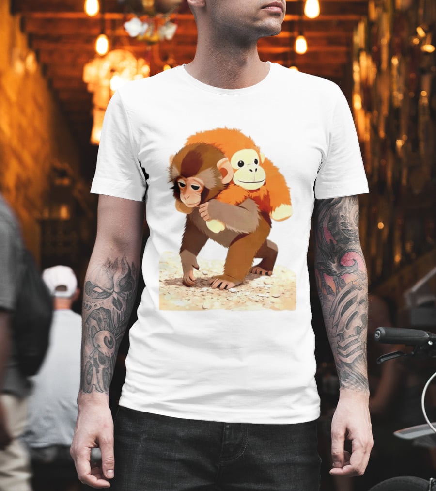 Save Punch Baby Monkey Plush Lonely Monkey Holding Toy T-Shirt