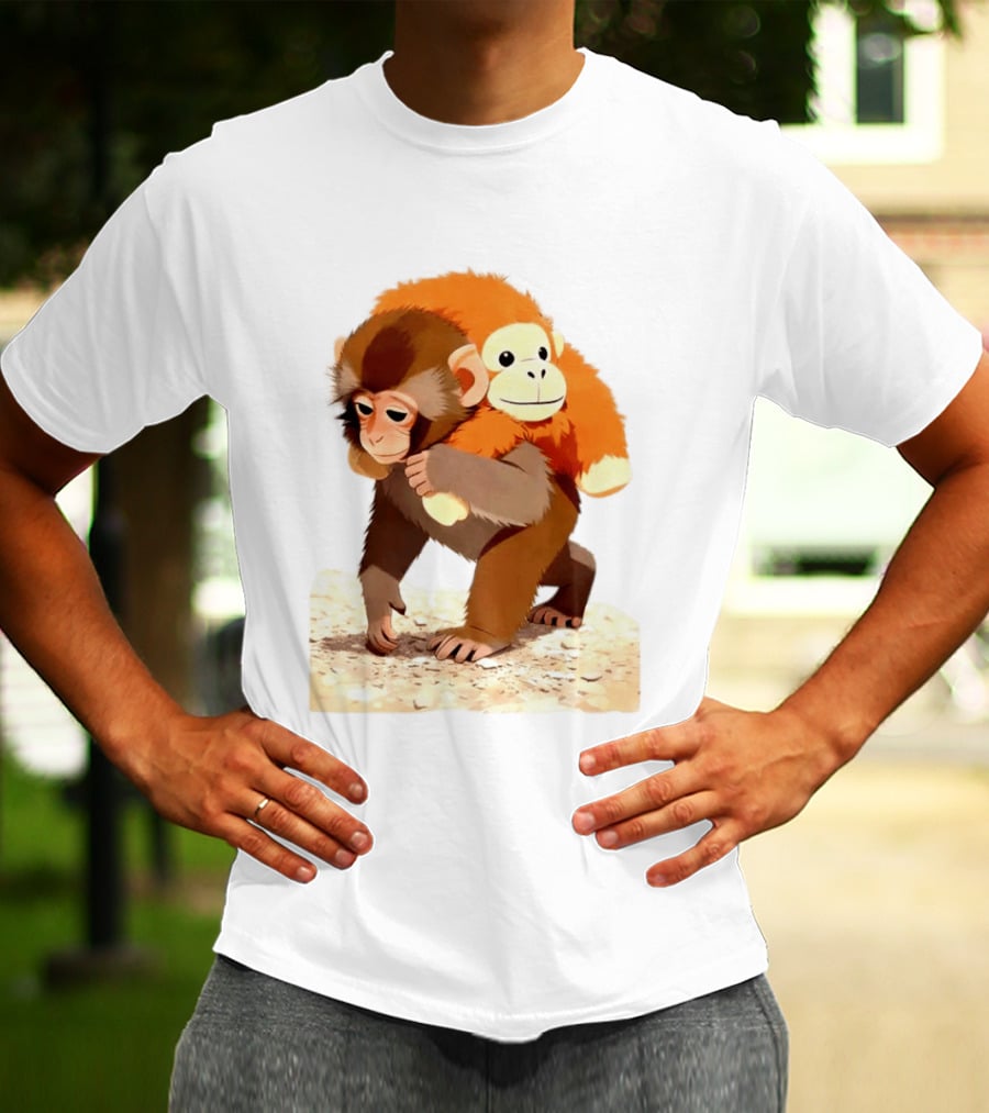 Save Punch Baby Monkey Plush Lonely Monkey Holding Toy T-Shirt